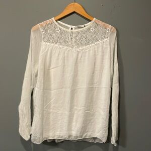 Tendenze Silk & Lace White Blouse. Size L